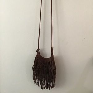 Brown fringe satchel